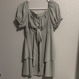 Elegant Gray Short Sleeve Dress